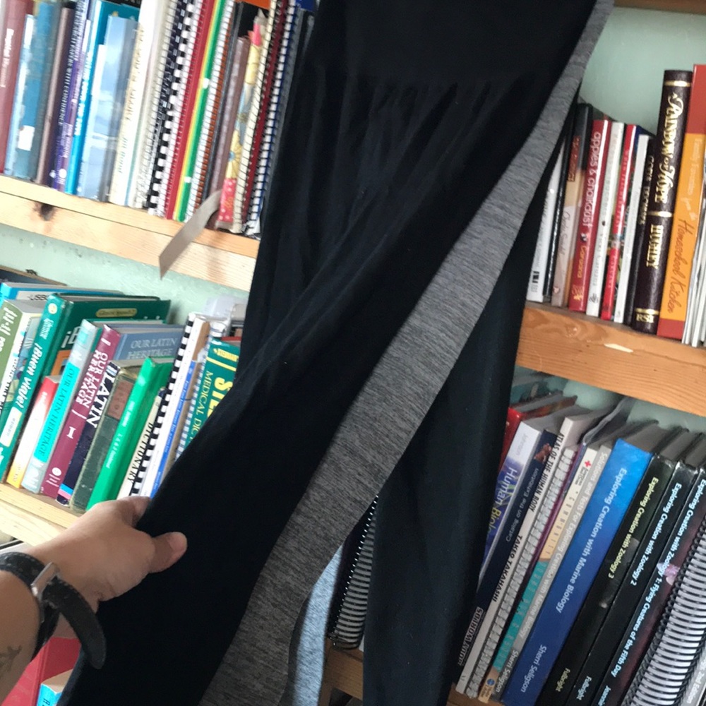 Three pairs of leggings, 2 black, one grey s/m